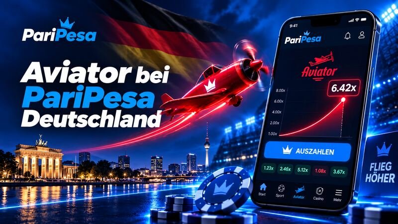 Aviator bei PariPesa Deutschland mit Smartphone vor der Berliner Skyline