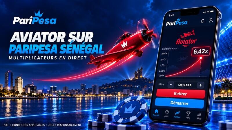 Jeu Aviator sur PariPesa Sénégal avec multiplicateur en direct et mise en FCFA