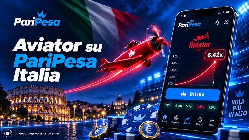 Gioco Aviator su PariPesa Italia con aereo rosso e funzione di ritiro.