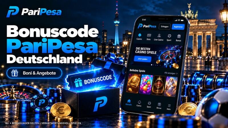 PariPesa Bonuscode Deutschland mit Smartphone, Euro-Münzen und Berliner Skyline