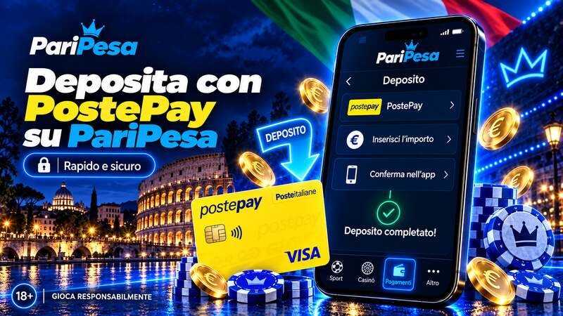 Deposito rapido e sicuro su PariPesa Italia con carta PostePay.