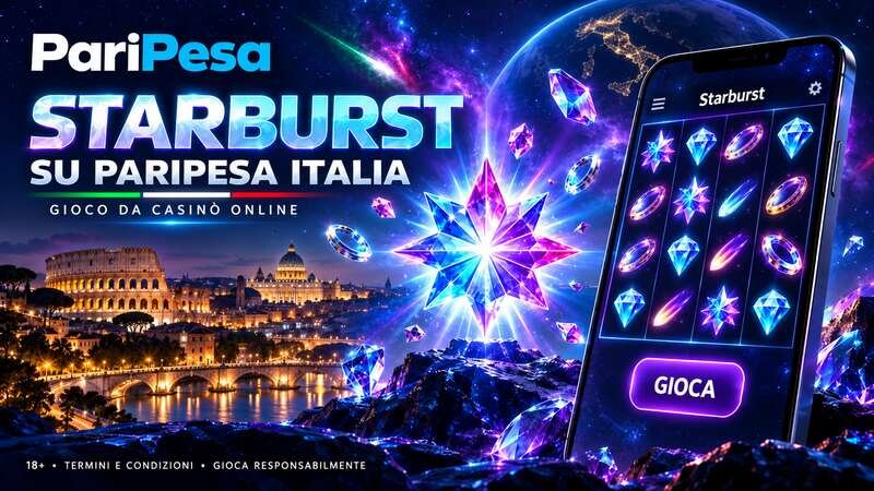 Starburst su PariPesa Italia con gemme luminose e ambientazione notturna di Roma.