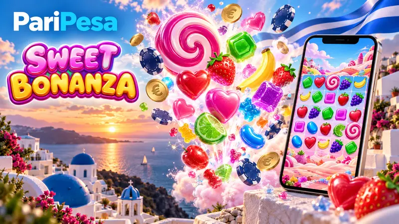 Sweet Bonanza PariPesa με πολύχρωμα γλυκά και θέα στη Σαντορίνη